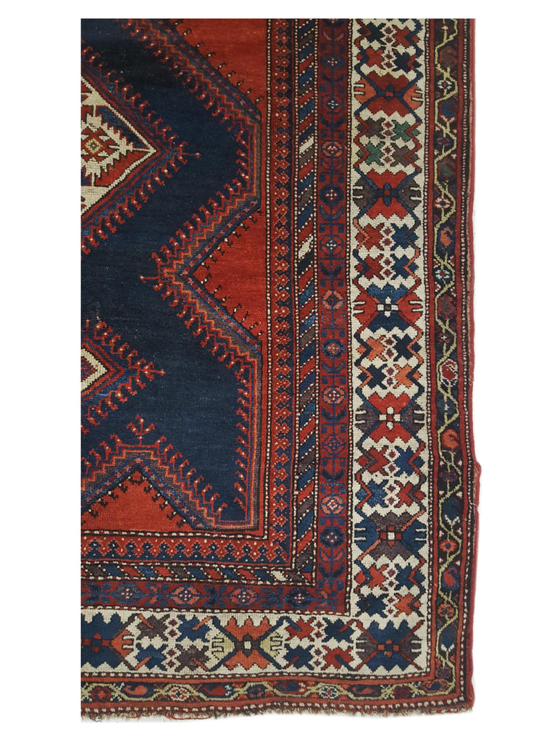 Fasa Antique Kurd 33959 Rust Ivory Traditional Antique Rug