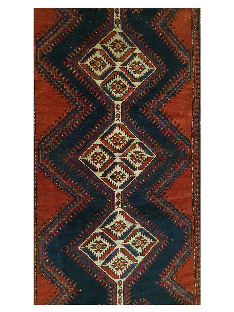 Fasa Antique Kurd 33959 Rust Ivory Traditional Antique Rug