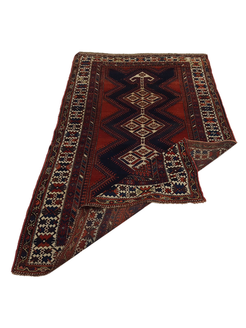 Fasa Antique Kurd 33959 Rust Ivory Traditional Antique Rug