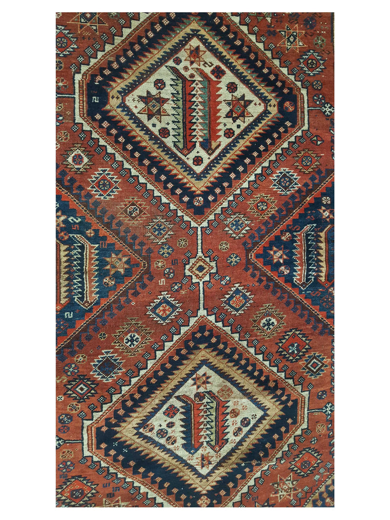 Fasa Antique Qashghai 33963 Brick Ivory Traditional Antique Rug