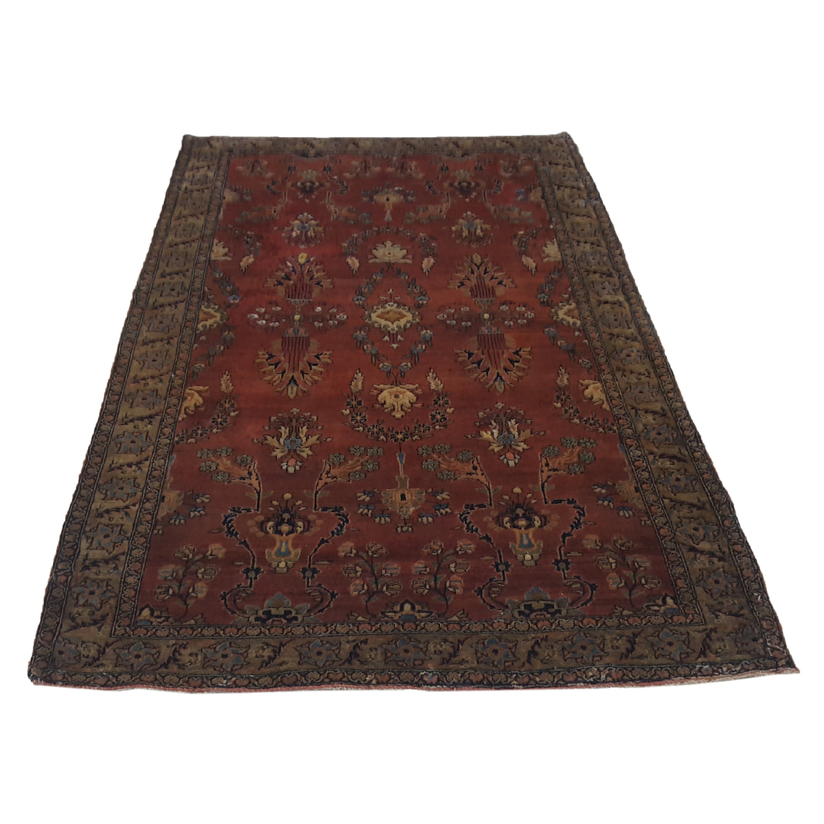 Fasa Antique Sarouk 33964 Burgundy Brown Traditional Antique Rug