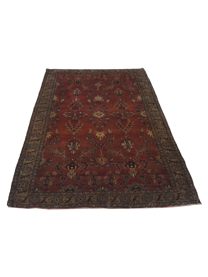 Fasa Antique Sarouk 33964 Burgundy Brown Traditional Antique Rug