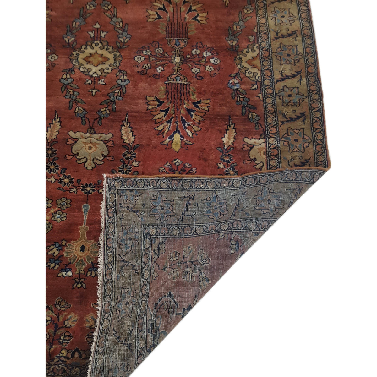 Fasa Antique Sarouk 33964 Burgundy Brown Traditional Antique Rug