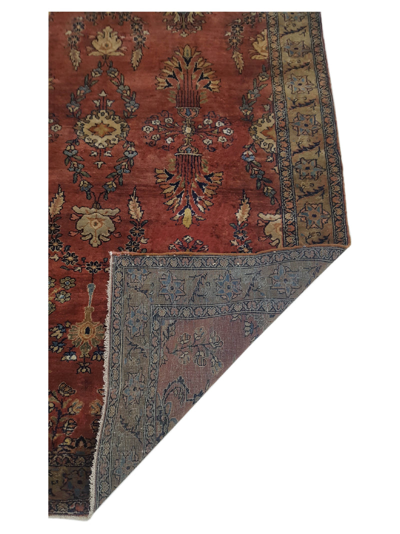 Fasa Antique Sarouk 33964 Burgundy Brown Traditional Antique Rug