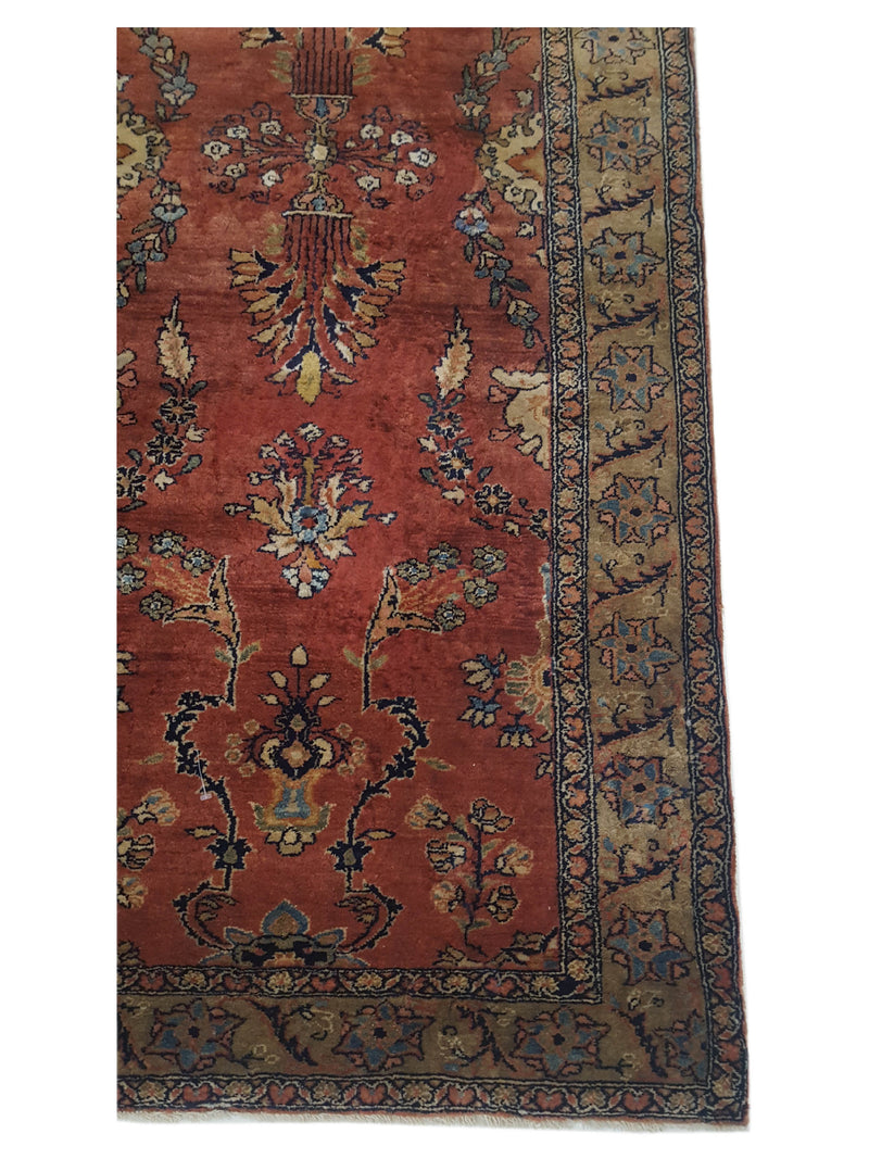 Fasa Antique Sarouk 33964 Burgundy Brown Traditional Antique Rug