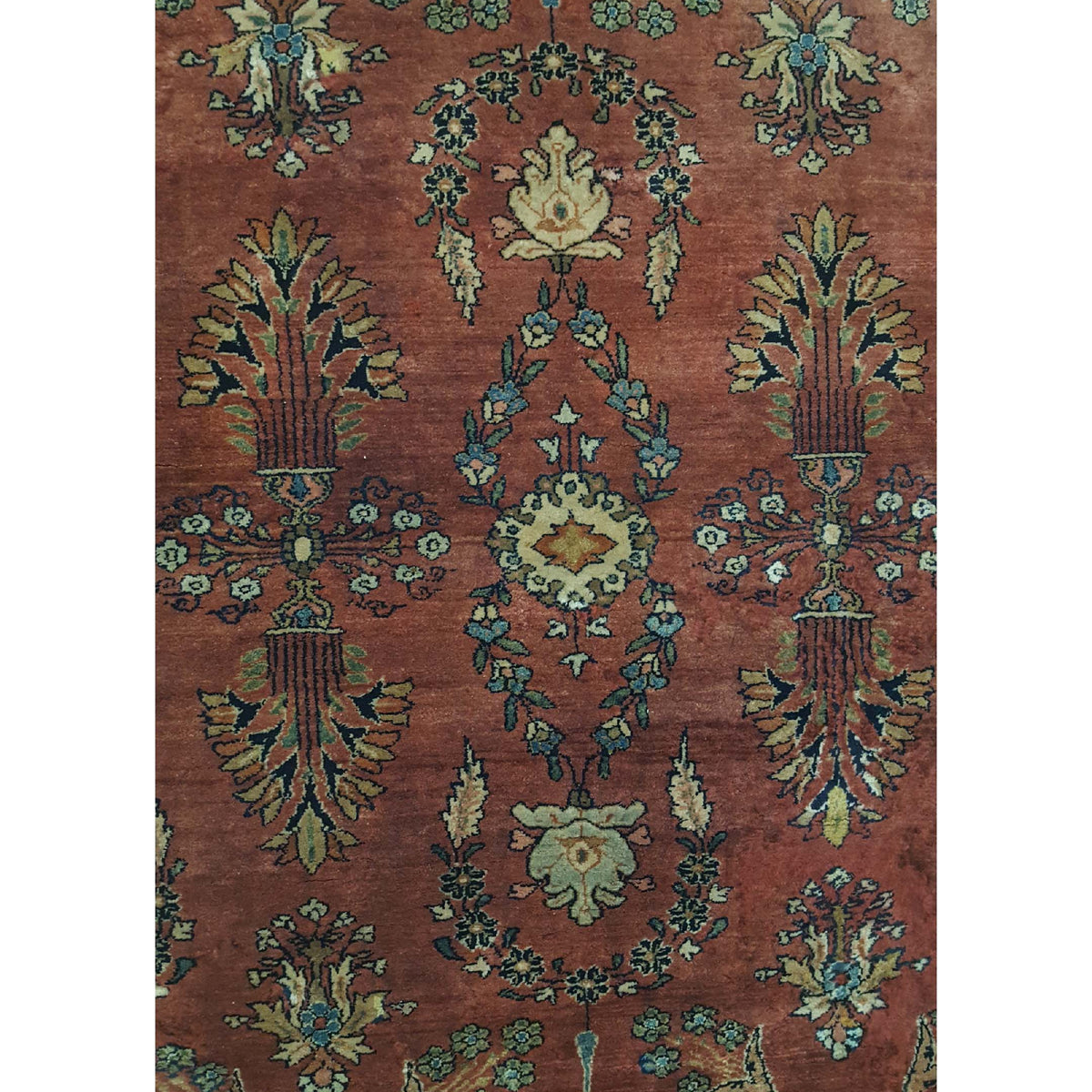 Fasa Antique Sarouk 33964 Burgundy Brown Traditional Antique Rug
