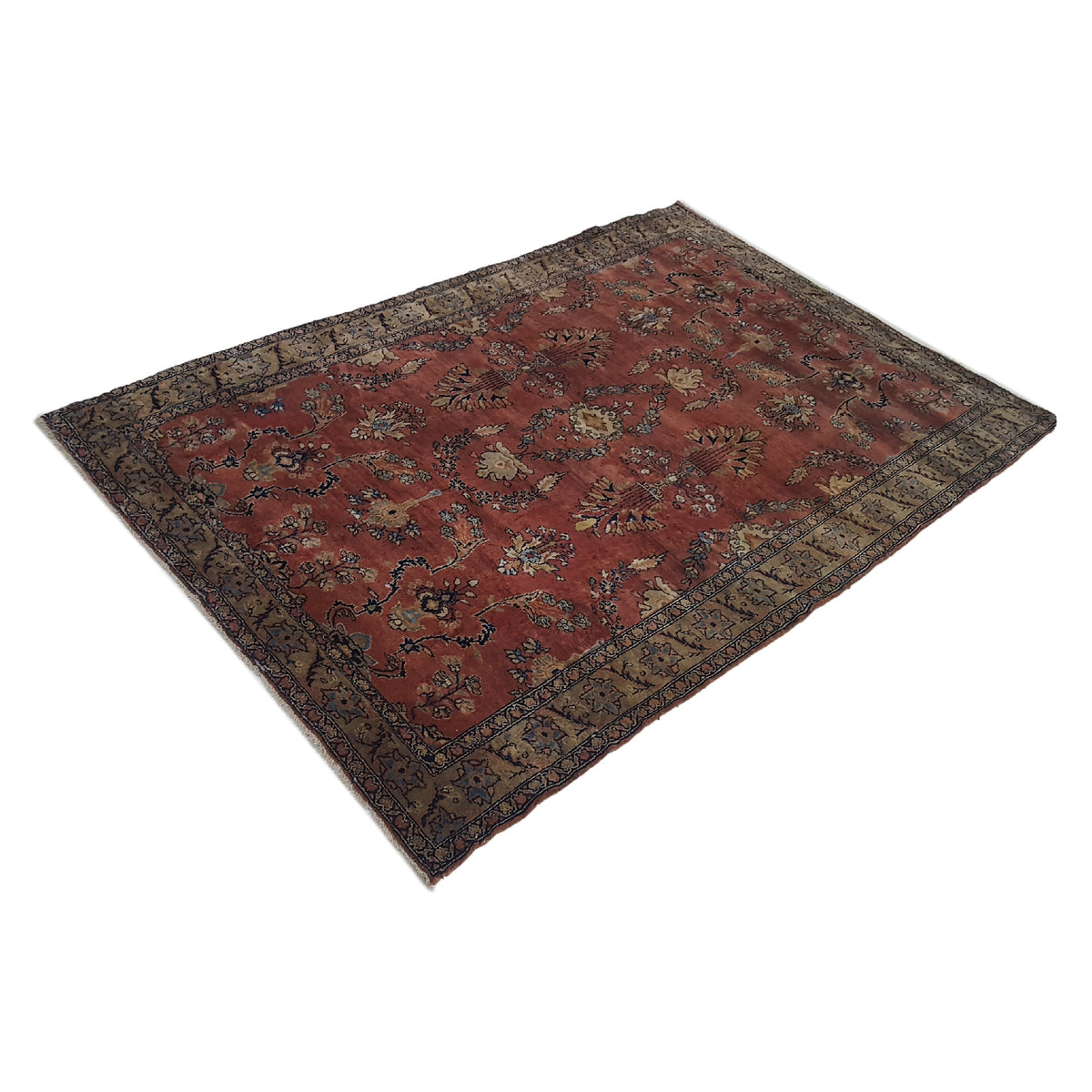 Fasa Antique Sarouk 33964 Burgundy Brown Traditional Antique Rug