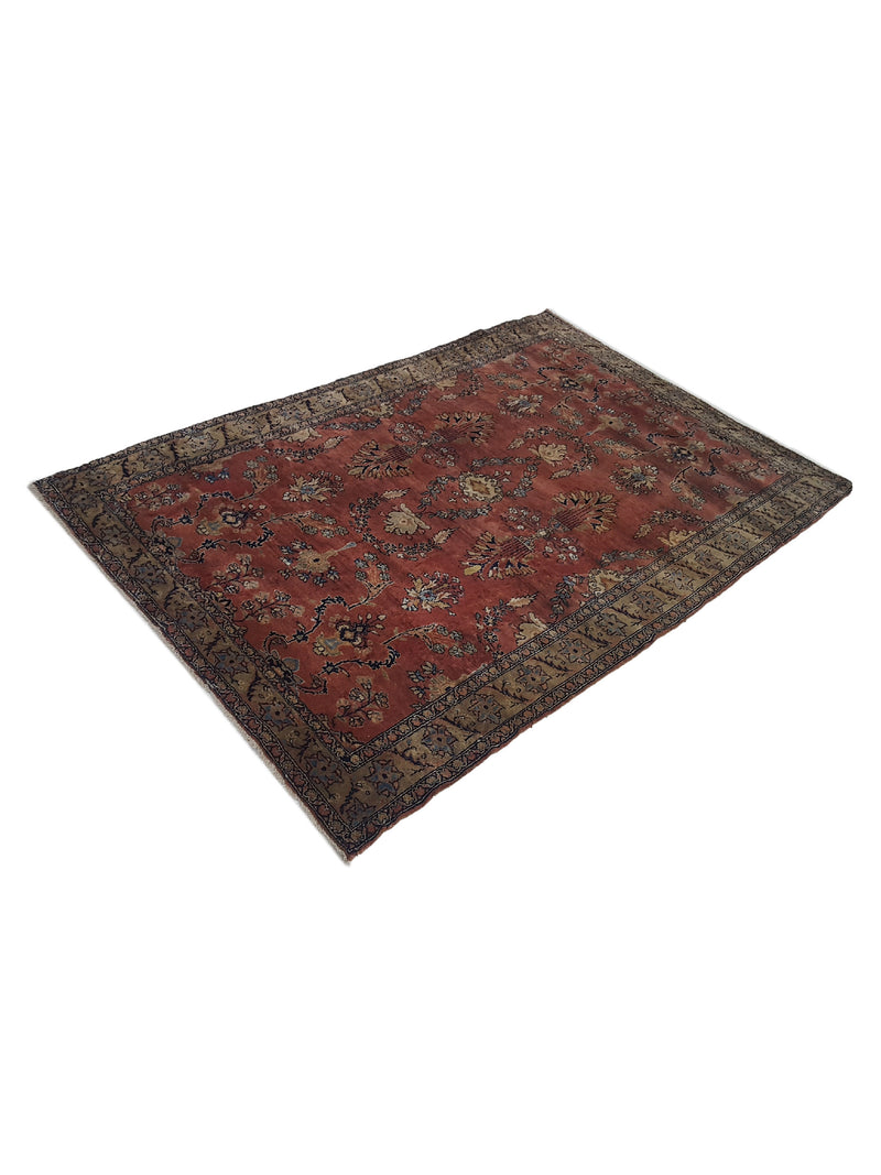 Fasa Antique Sarouk 33964 Burgundy Brown Traditional Antique Rug
