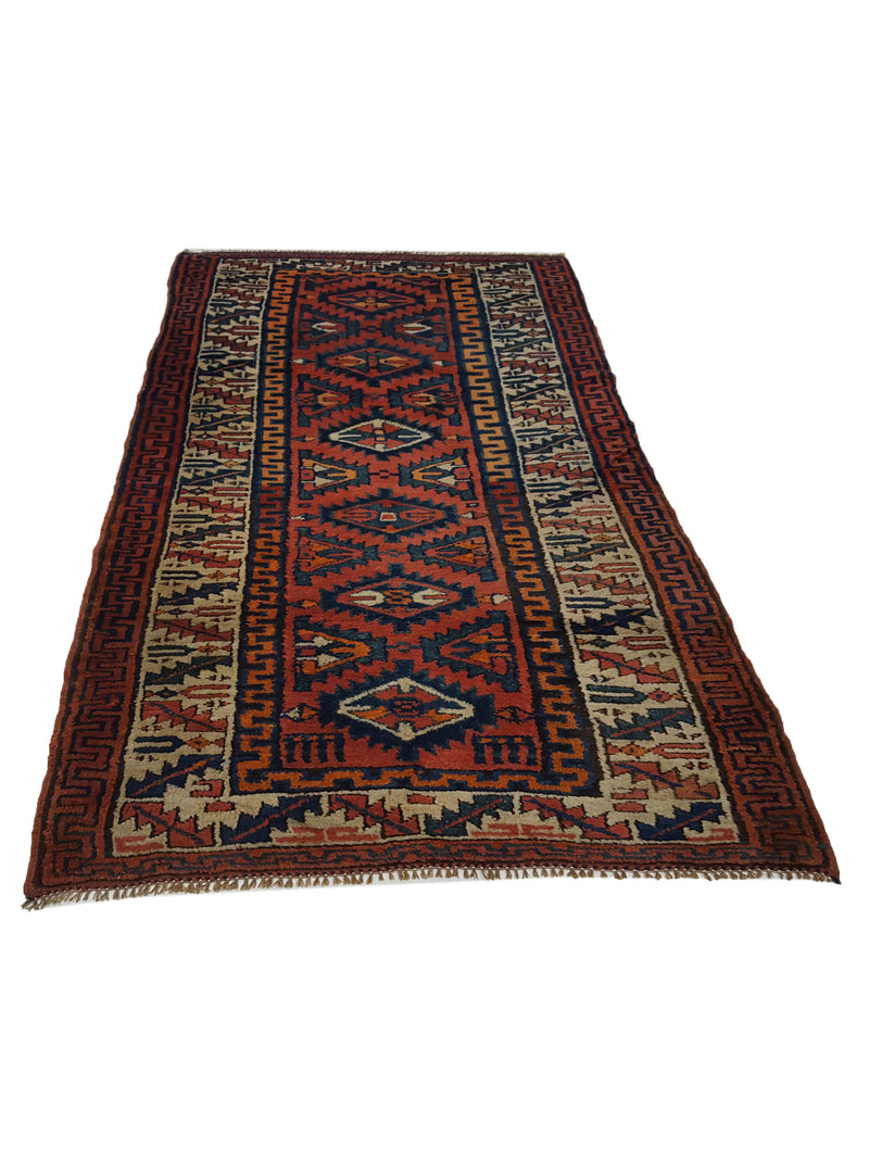 Fasa Antique Bakhtiyari 33967 Brick Ivory Traditional Antique Rug