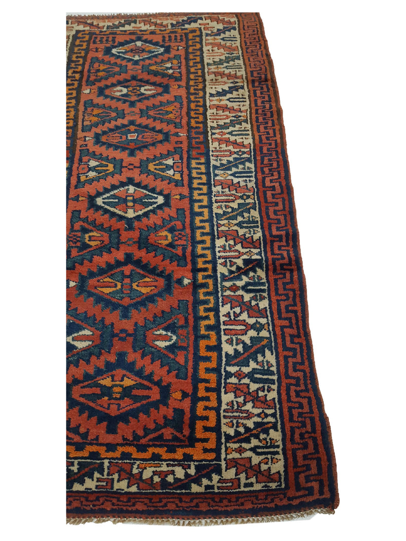 Fasa Antique Bakhtiyari 33967 Brick Ivory Traditional Antique Rug