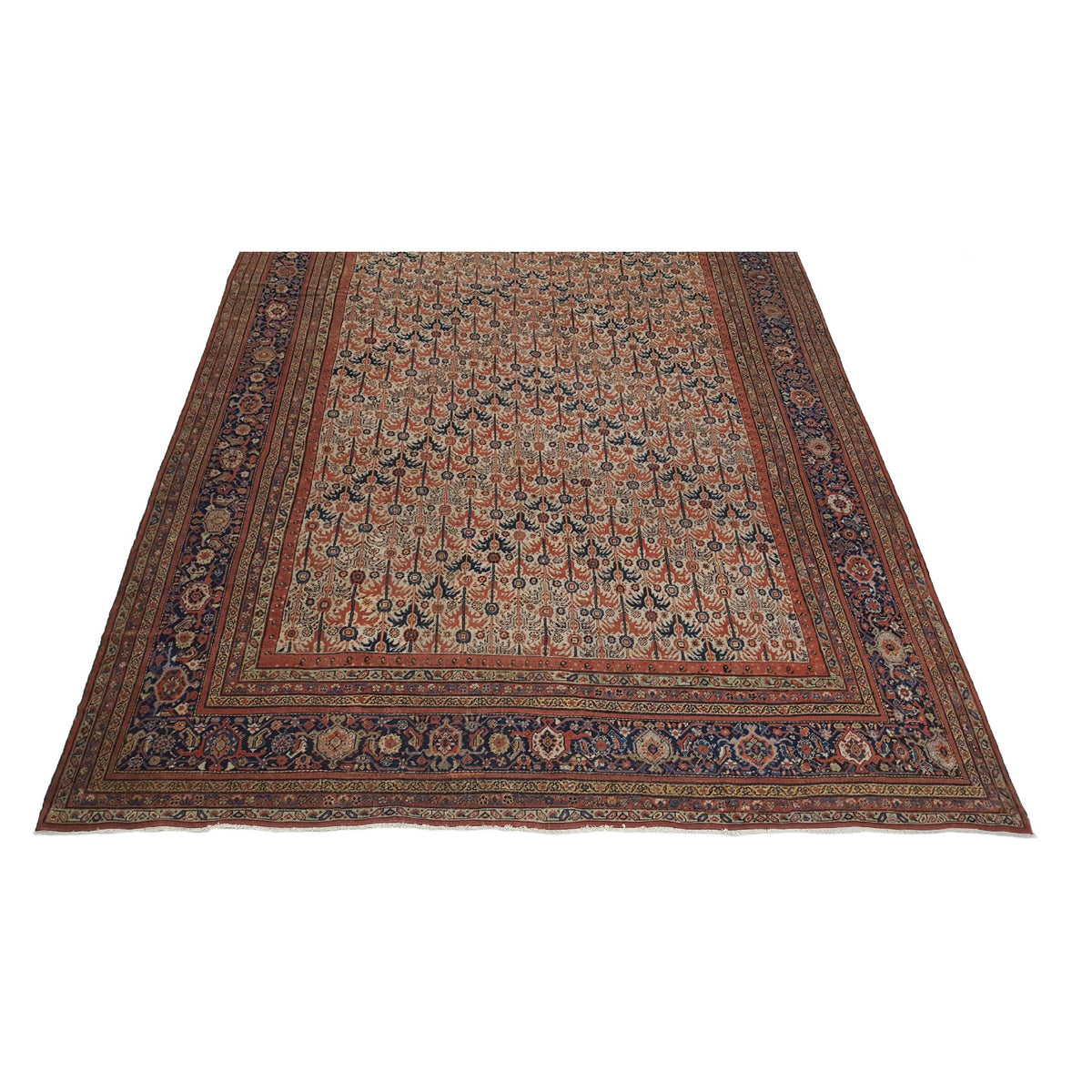 Fasa Antique Sultanabad 33973 Ivory Indigo Traditional Antique Rug
