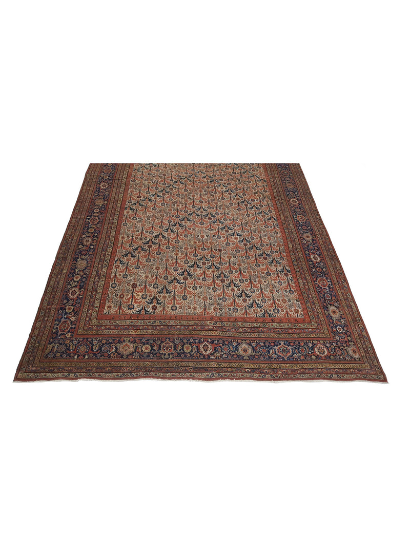 Fasa Antique Sultanabad 33973 Ivory Indigo Traditional Antique Rug