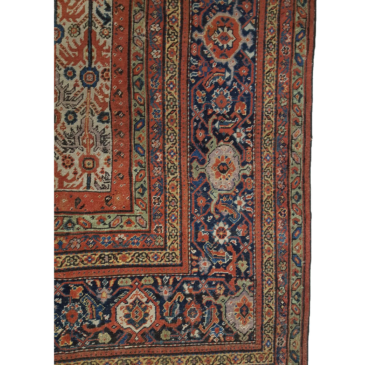 Fasa Antique Sultanabad 33973 Ivory Indigo Traditional Antique Rug
