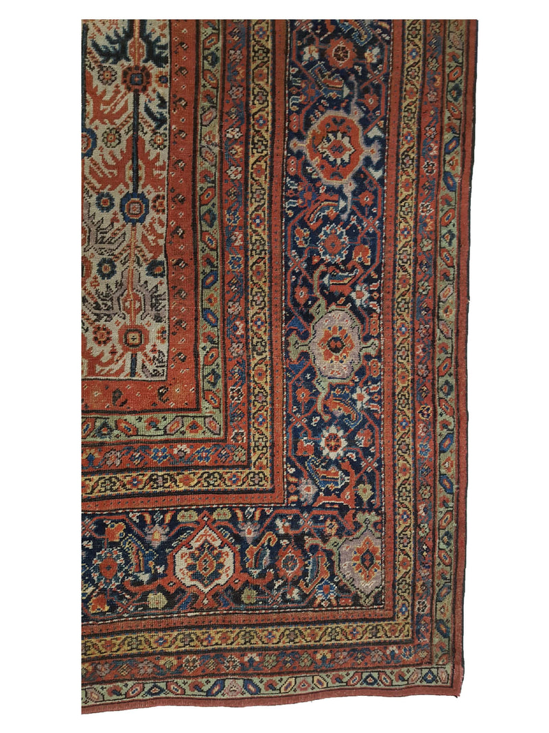 Fasa Antique Sultanabad 33973 Ivory Indigo Traditional Antique Rug