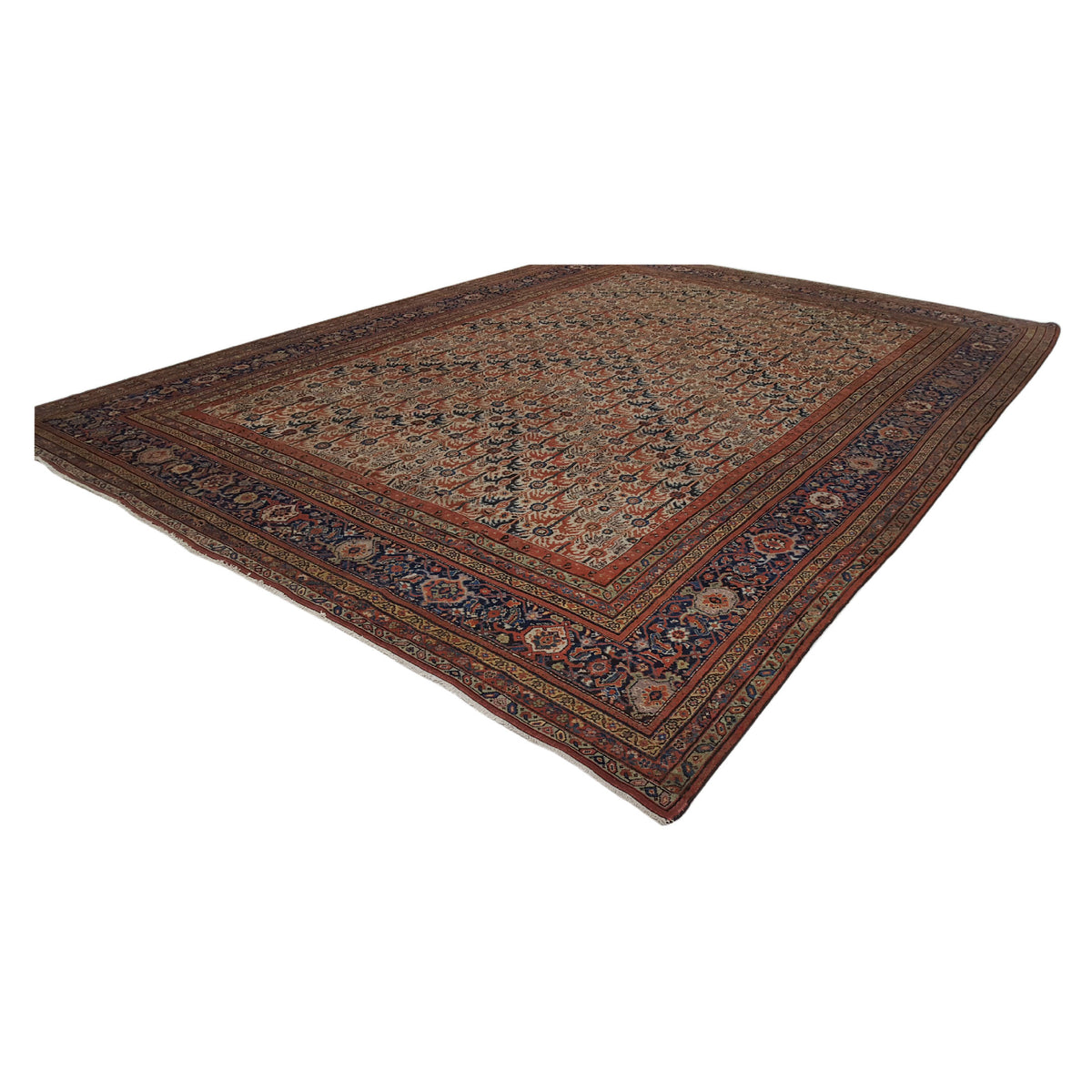 Fasa Antique Sultanabad 33973 Ivory Indigo Traditional Antique Rug