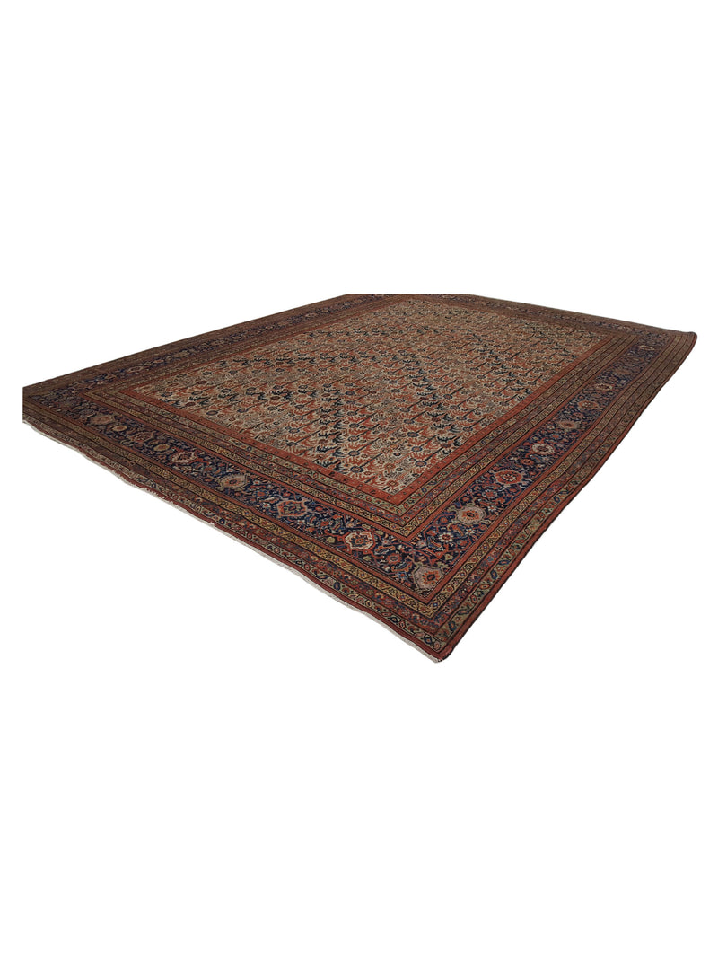 Fasa Antique Sultanabad 33973 Ivory Indigo Traditional Antique Rug