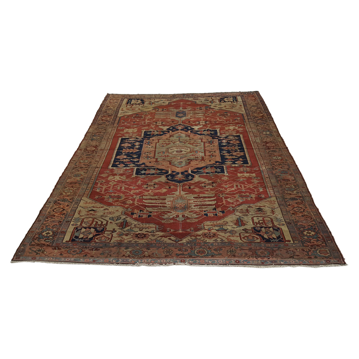 Fasa Antique Serapi 33976 Rust Beige Traditional Antique Rug