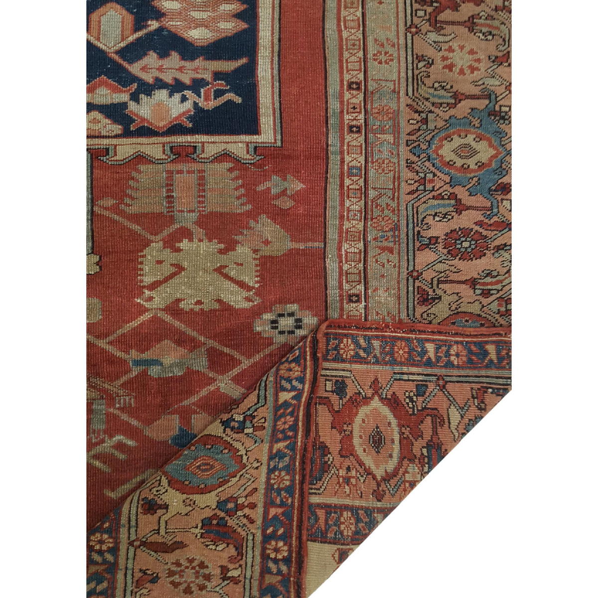Fasa Antique Serapi 33976 Rust Beige Traditional Antique Rug