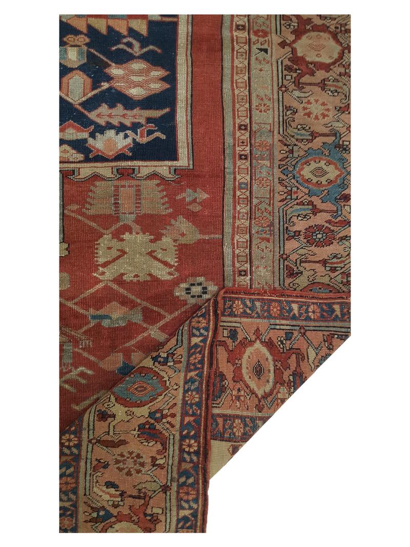 Fasa Antique Serapi 33976 Rust Beige Traditional Antique Rug