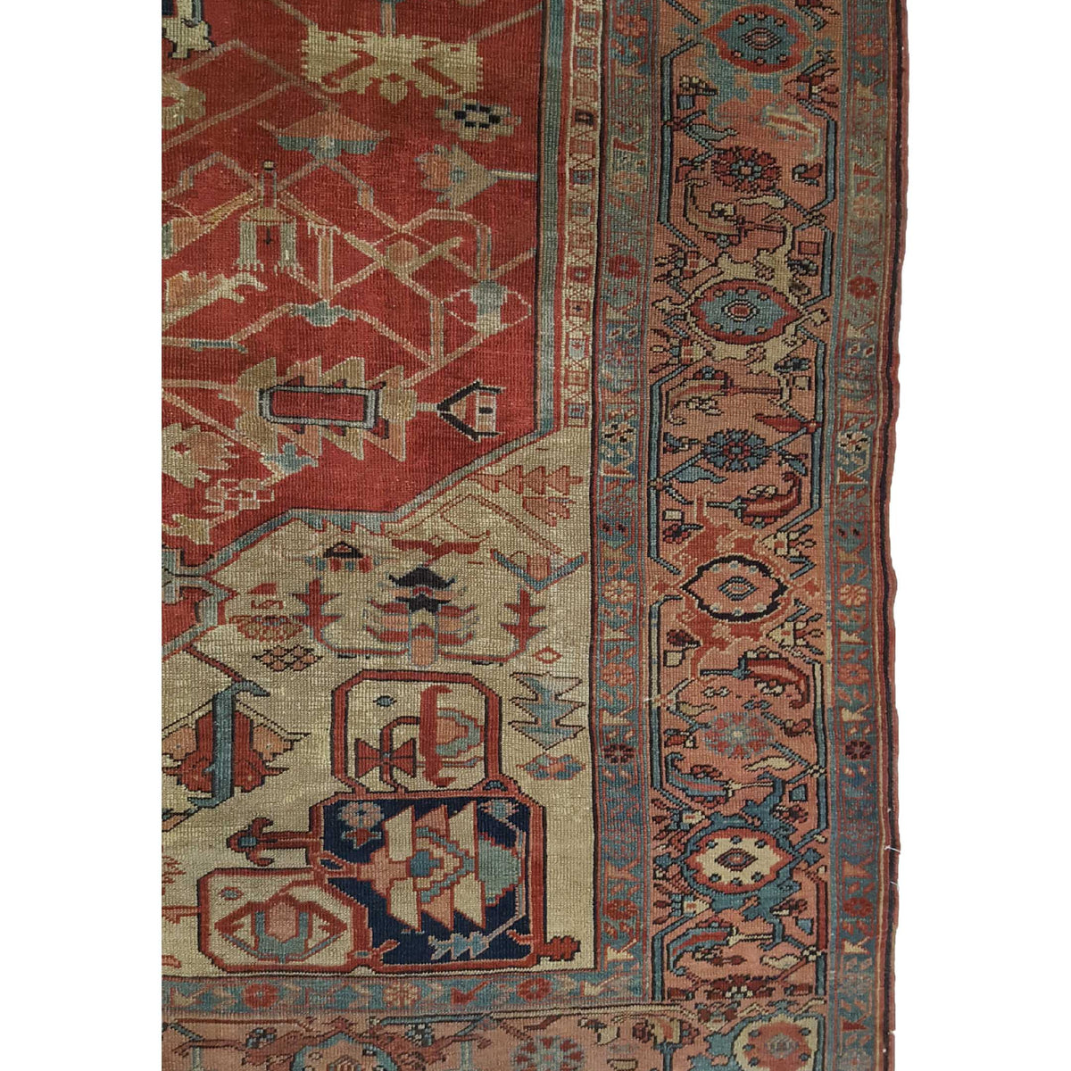 Fasa Antique Serapi 33976 Rust Beige Traditional Antique Rug