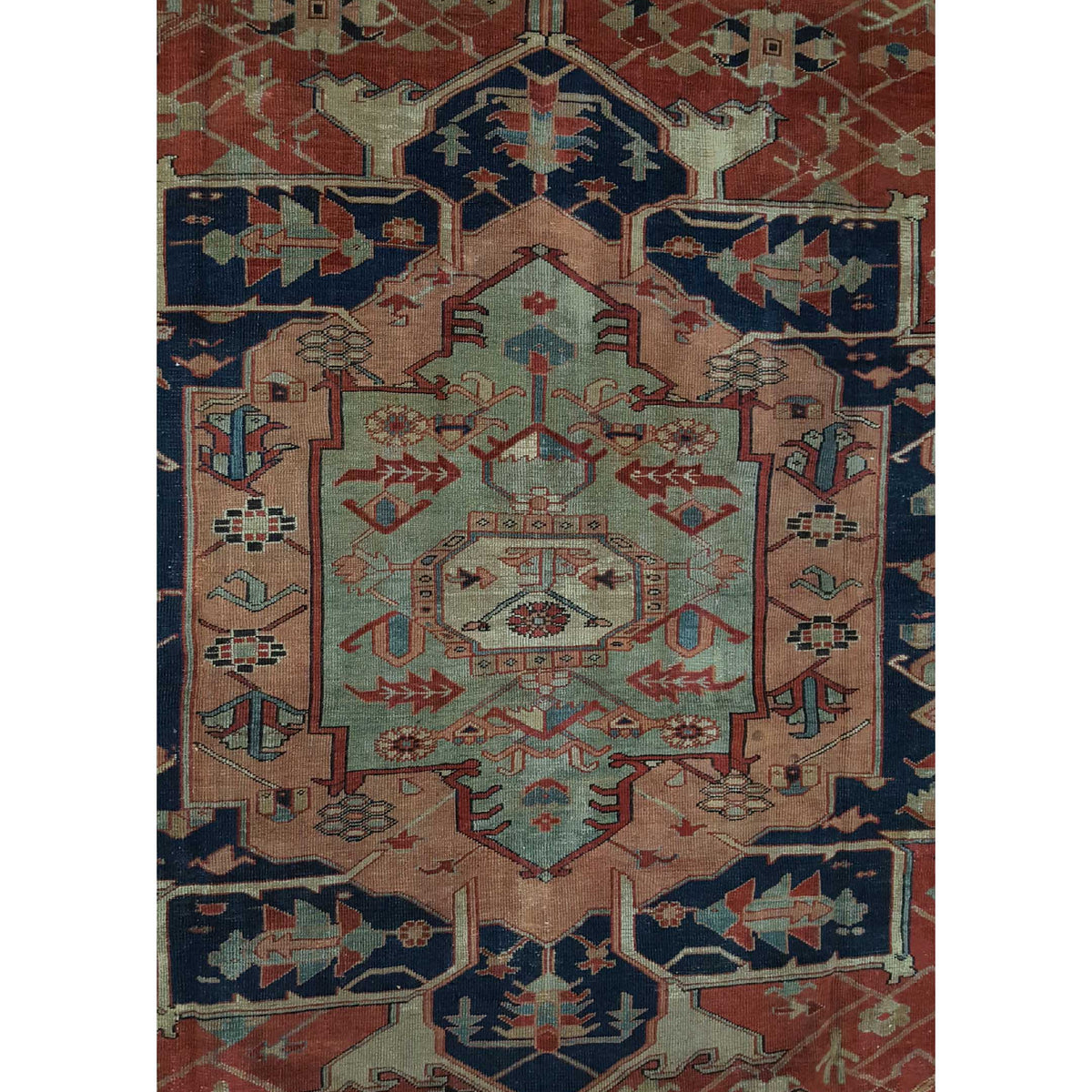 Fasa Antique Serapi 33976 Rust Beige Traditional Antique Rug