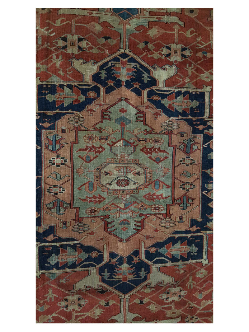 Fasa Antique Serapi 33976 Rust Beige Traditional Antique Rug