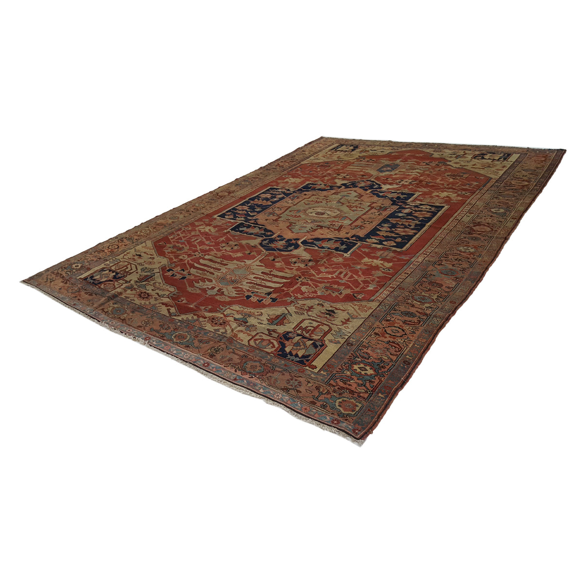 Fasa Antique Serapi 33976 Rust Beige Traditional Antique Rug