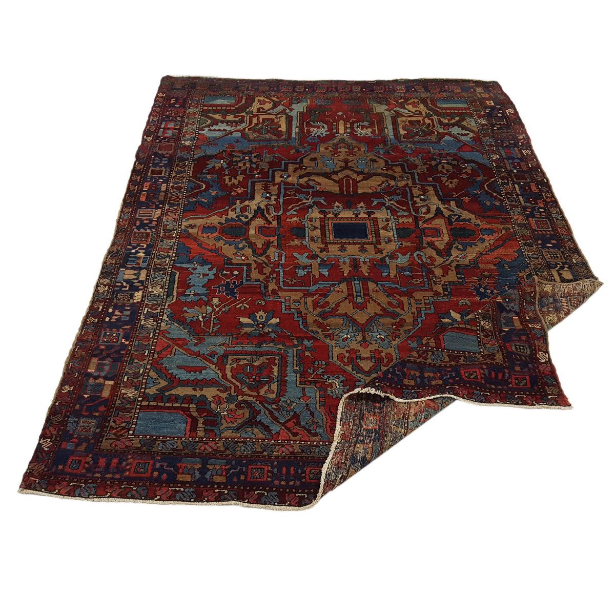 Fasa Antique Heriz 33980 Rust Indigo Traditional Antique Rug