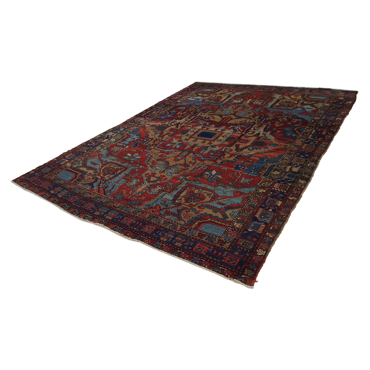 Fasa Antique Heriz 33980 Rust Indigo Traditional Antique Rug