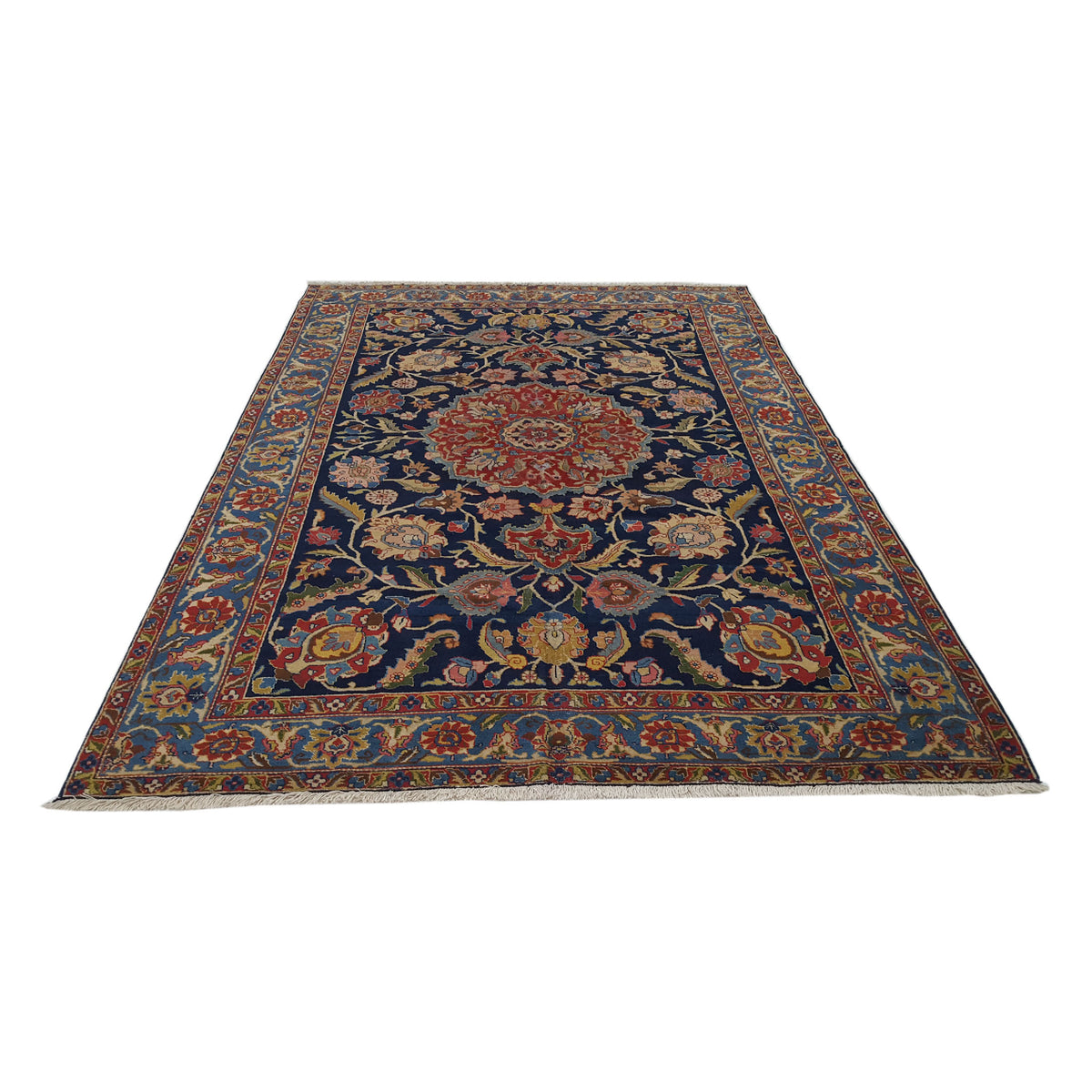 Fasa Antique Tabriz 33983 Indigo Purple Traditional Antique Rug