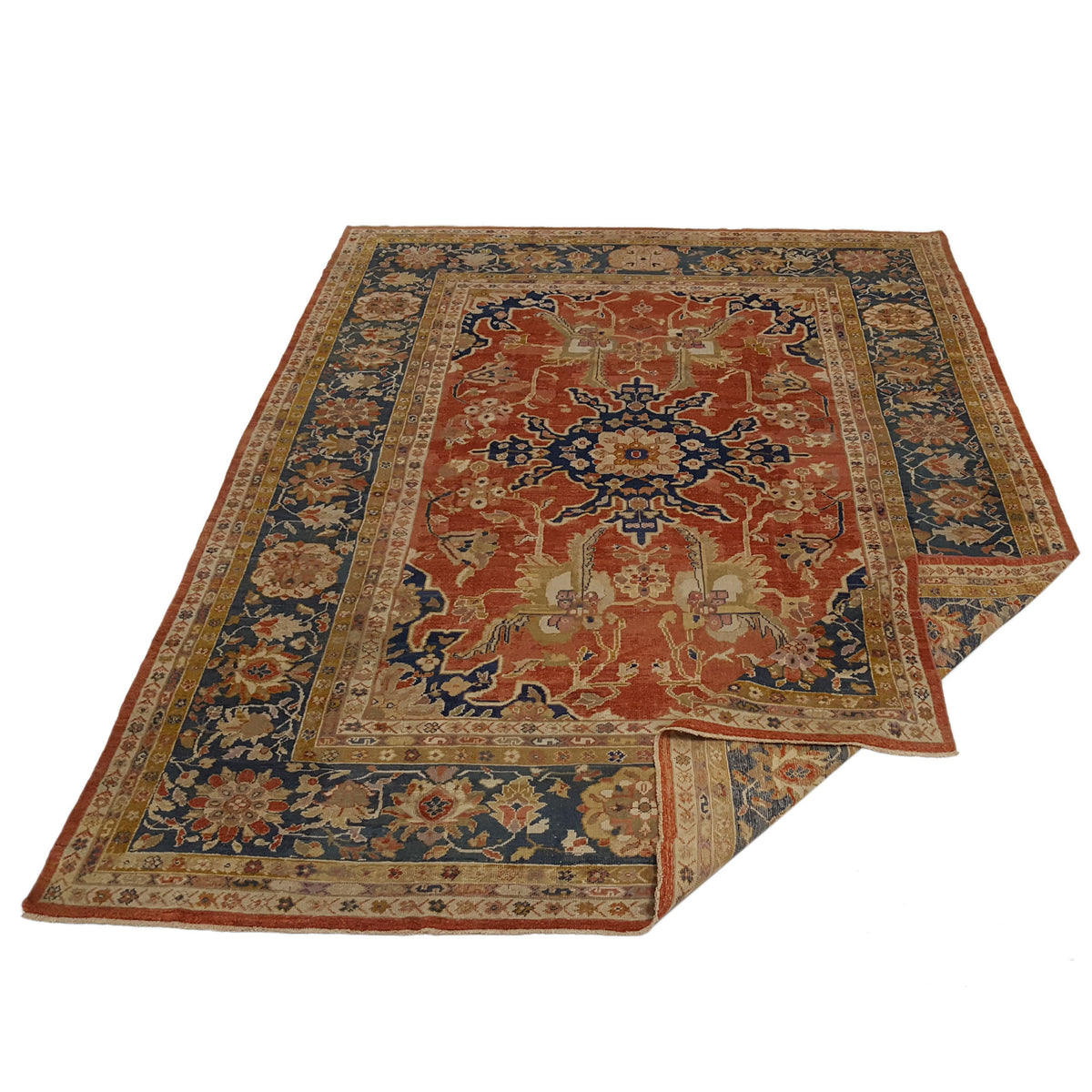 Fasa Antique Sultanabad 33985 Rust Indigo Traditional Antique Rug