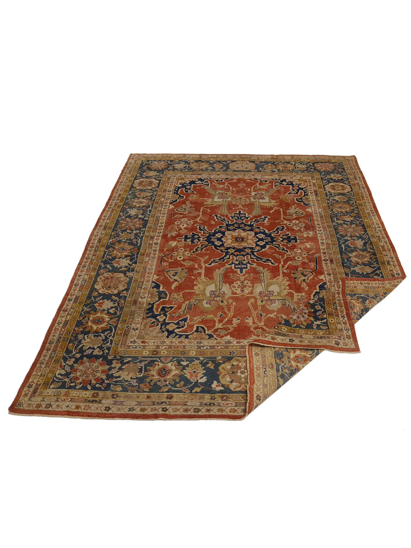 Fasa Antique Sultanabad 33985 Rust Indigo Traditional Antique Rug