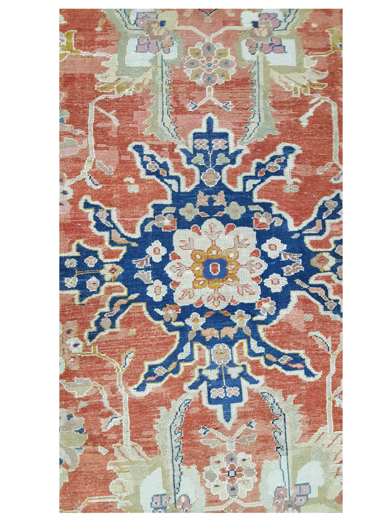 Fasa Antique Sultanabad 33985 Rust Indigo Traditional Antique Rug