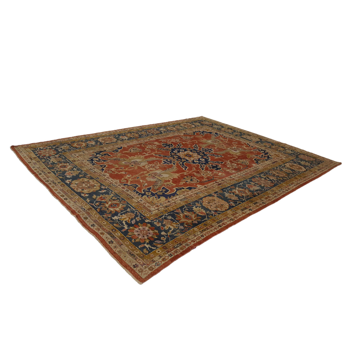 Fasa Antique Sultanabad 33985 Rust Indigo Traditional Antique Rug