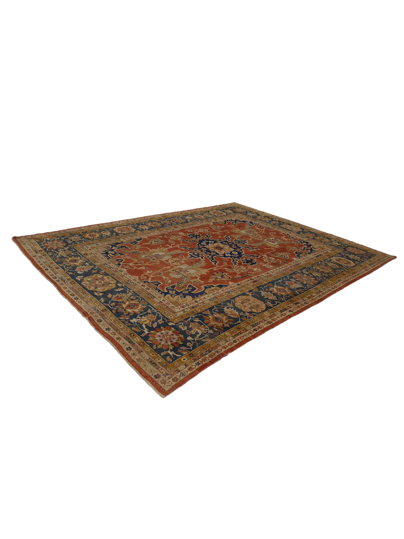 Fasa Antique Sultanabad 33985 Rust Indigo Traditional Antique Rug