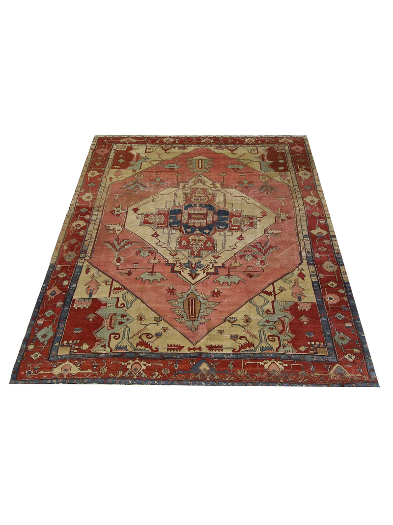 Fasa Antique Serapi 33986 Coral Rust Traditional Antique Rug
