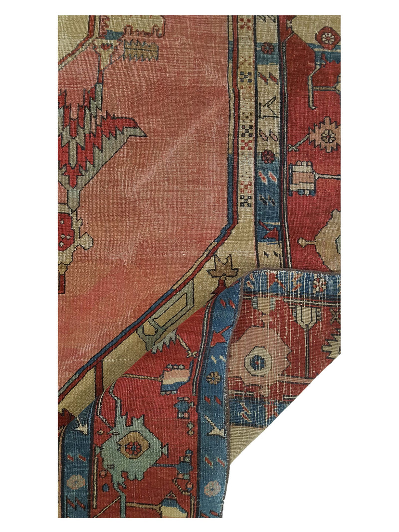 Fasa Antique Serapi 33986 Coral Rust Traditional Antique Rug