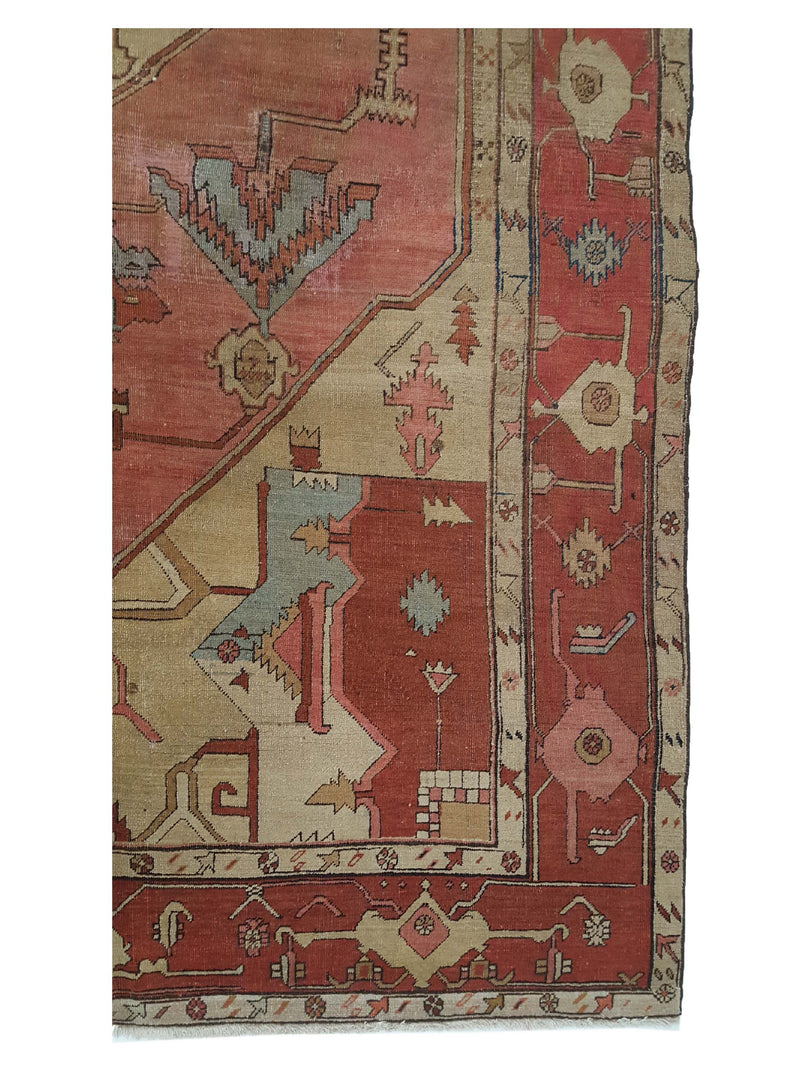 Fasa Antique Serapi 33986 Coral Rust Traditional Antique Rug