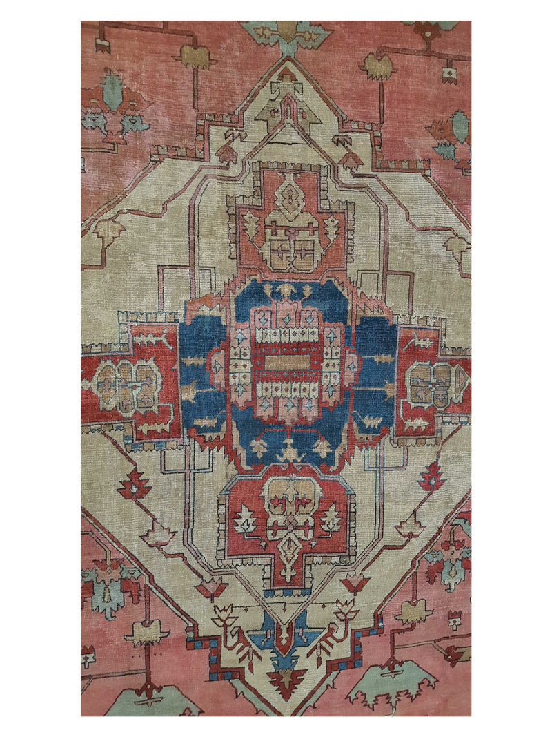 Fasa Antique Serapi 33986 Coral Rust Traditional Antique Rug