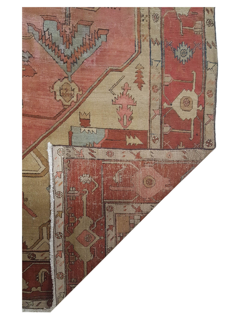 Fasa Antique Serapi 33986 Coral Rust Traditional Antique Rug