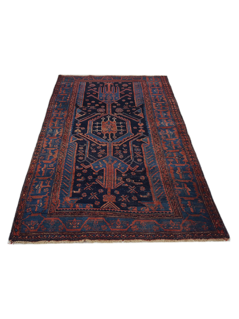 Fasa Bijar 33988 Indigo Pink Traditional Hand Knotted Rug