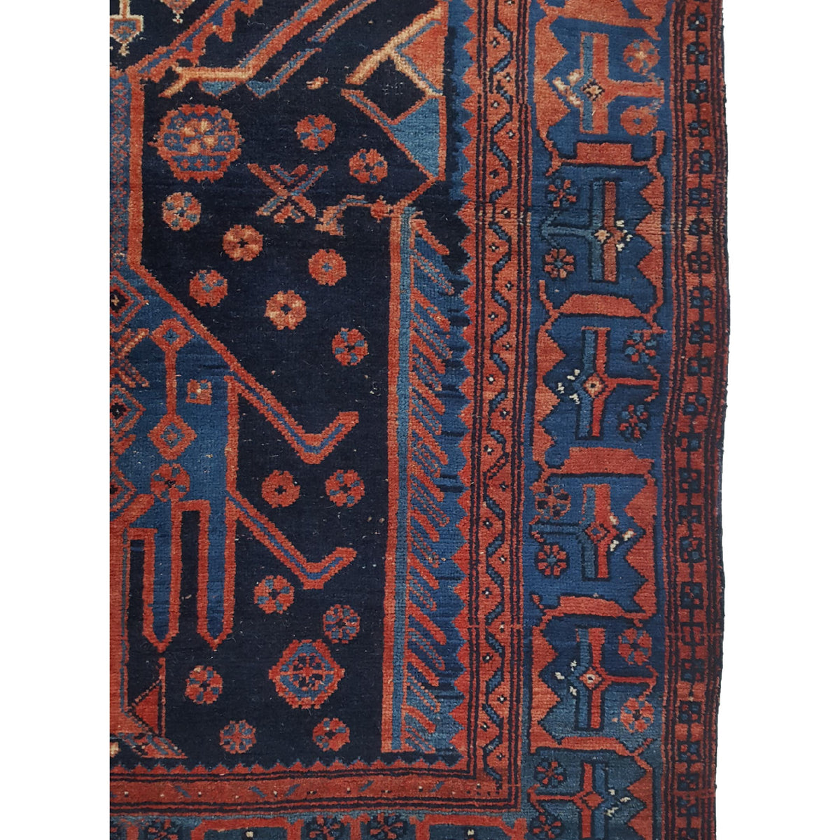 Fasa Bijar 33988 Indigo Pink Traditional Hand Knotted Rug