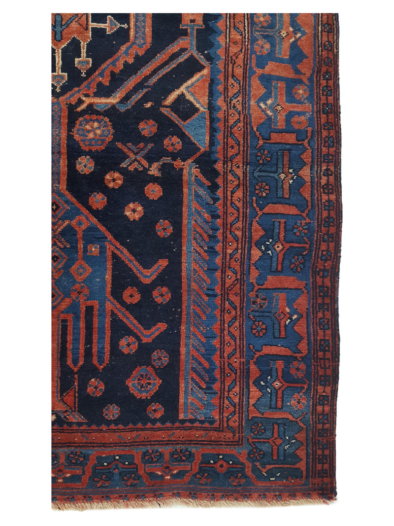 Fasa Bijar 33988 Indigo Pink Traditional Hand Knotted Rug