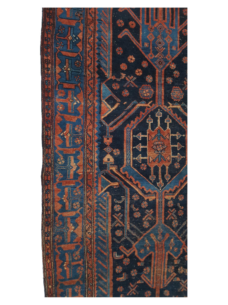 Fasa Bijar 33988 Indigo Pink Traditional Hand Knotted Rug