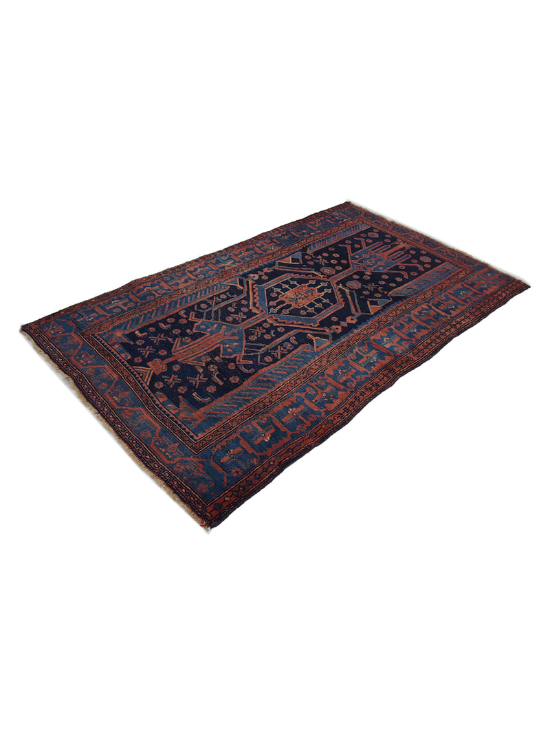 Fasa Bijar 33988 Indigo Pink Traditional Hand Knotted Rug