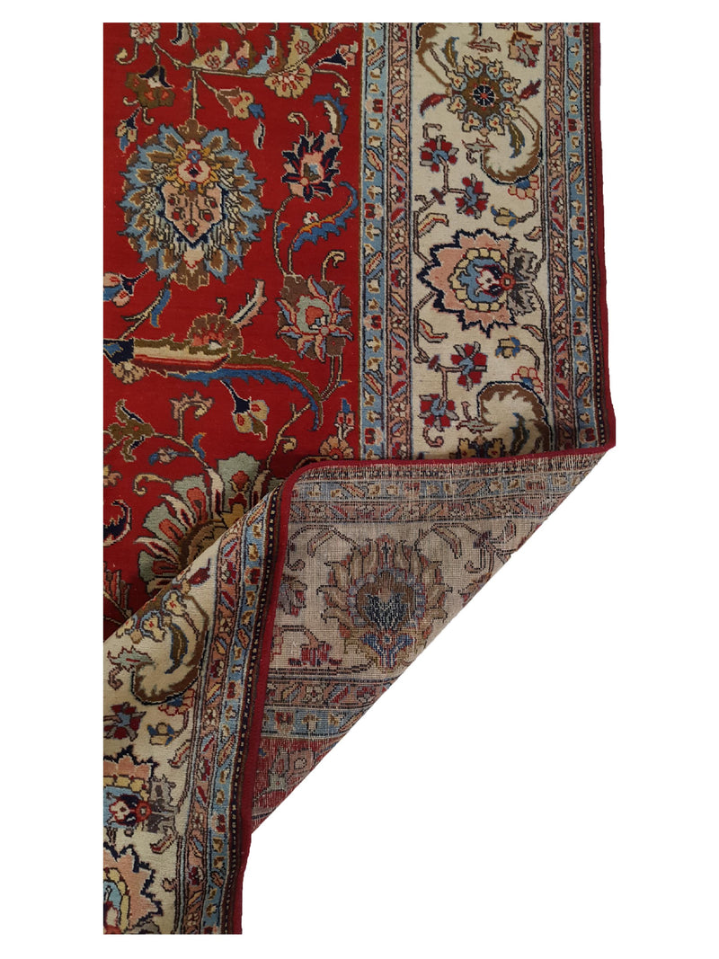 Fasa Antique Tabriz 33989 Red Ivory Traditional Antique Rug
