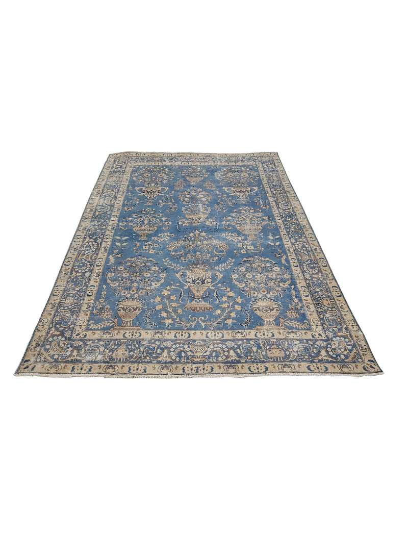 Fasa Antique Mashad 33990 Blue Blue Traditional Antique Rug