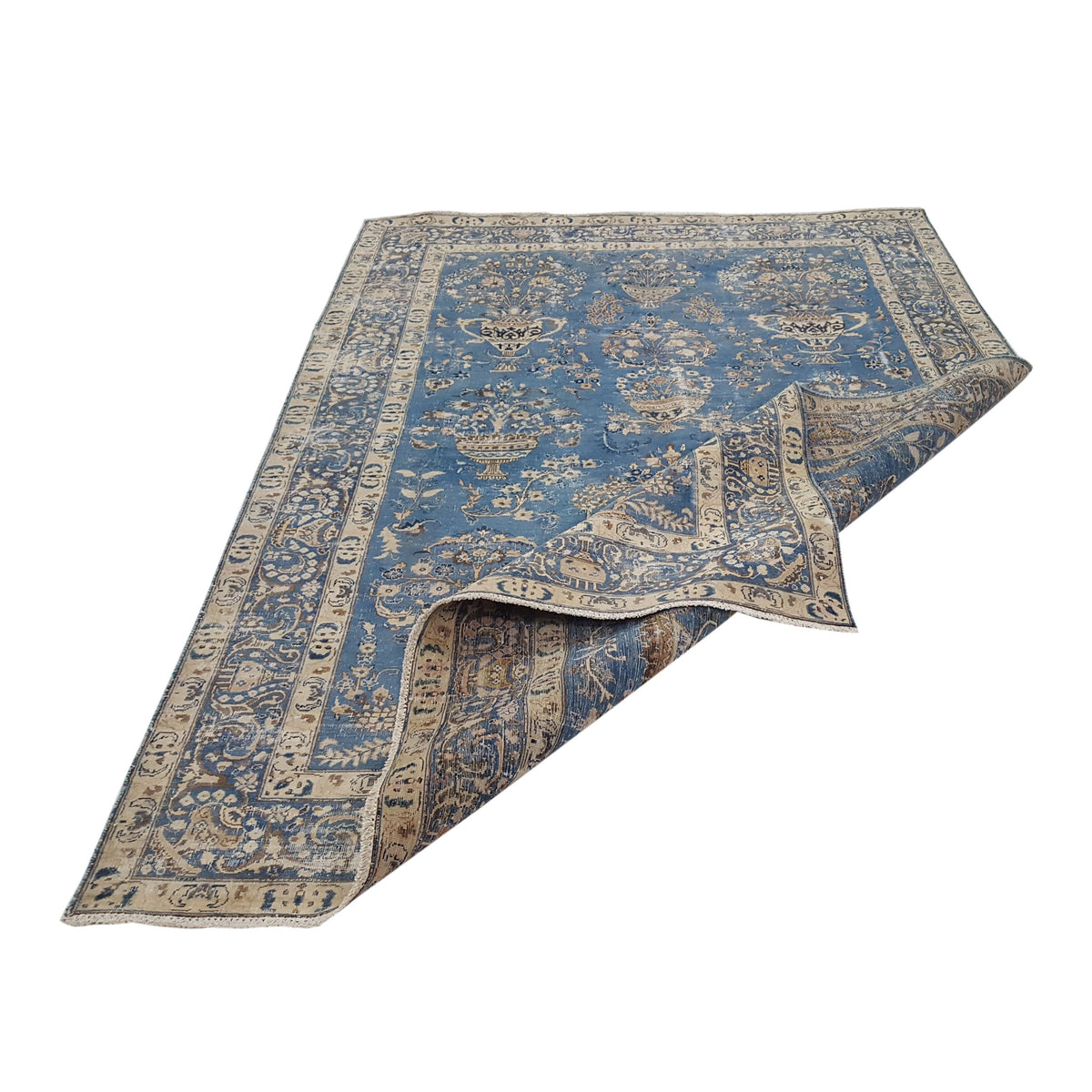Fasa Antique Mashad 33990 Blue Blue Traditional Antique Rug