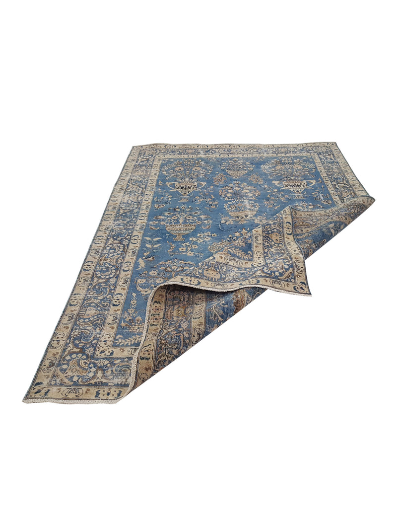 Fasa Antique Mashad 33990 Blue Blue Traditional Antique Rug