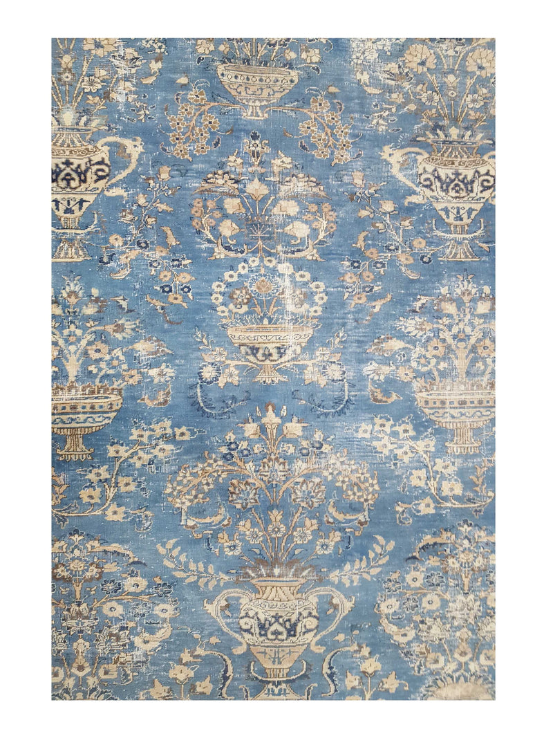 Fasa Antique Mashad 33990 Blue Blue Traditional Antique Rug
